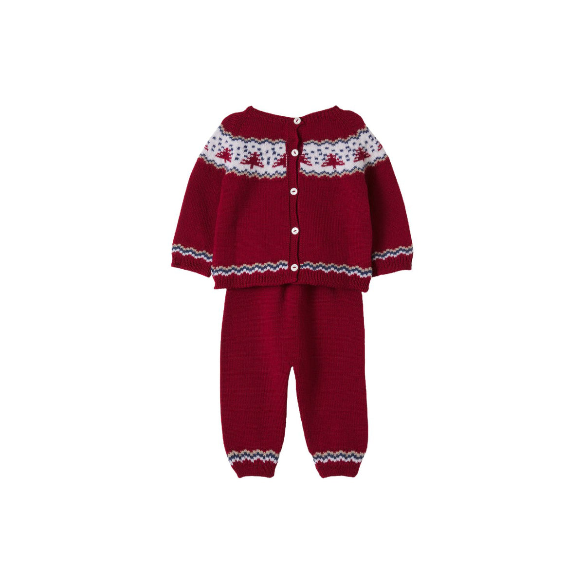 Nieve Merino Fair Isle Knitted Set | Burgundy
