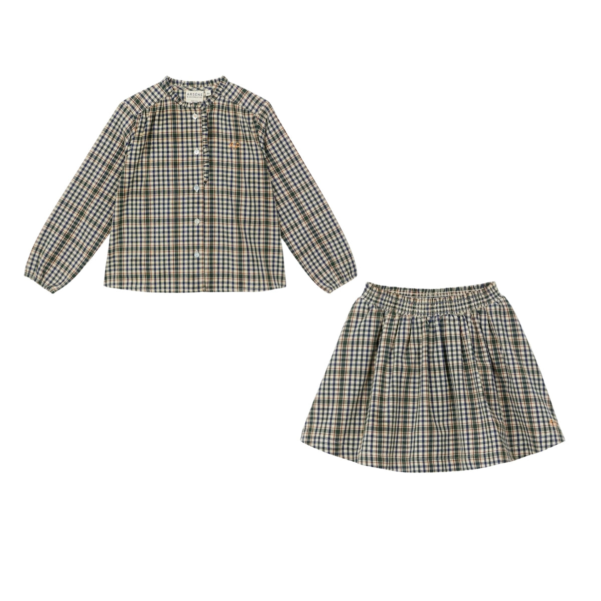 Checkered Blouse & Skirt Set | Vert