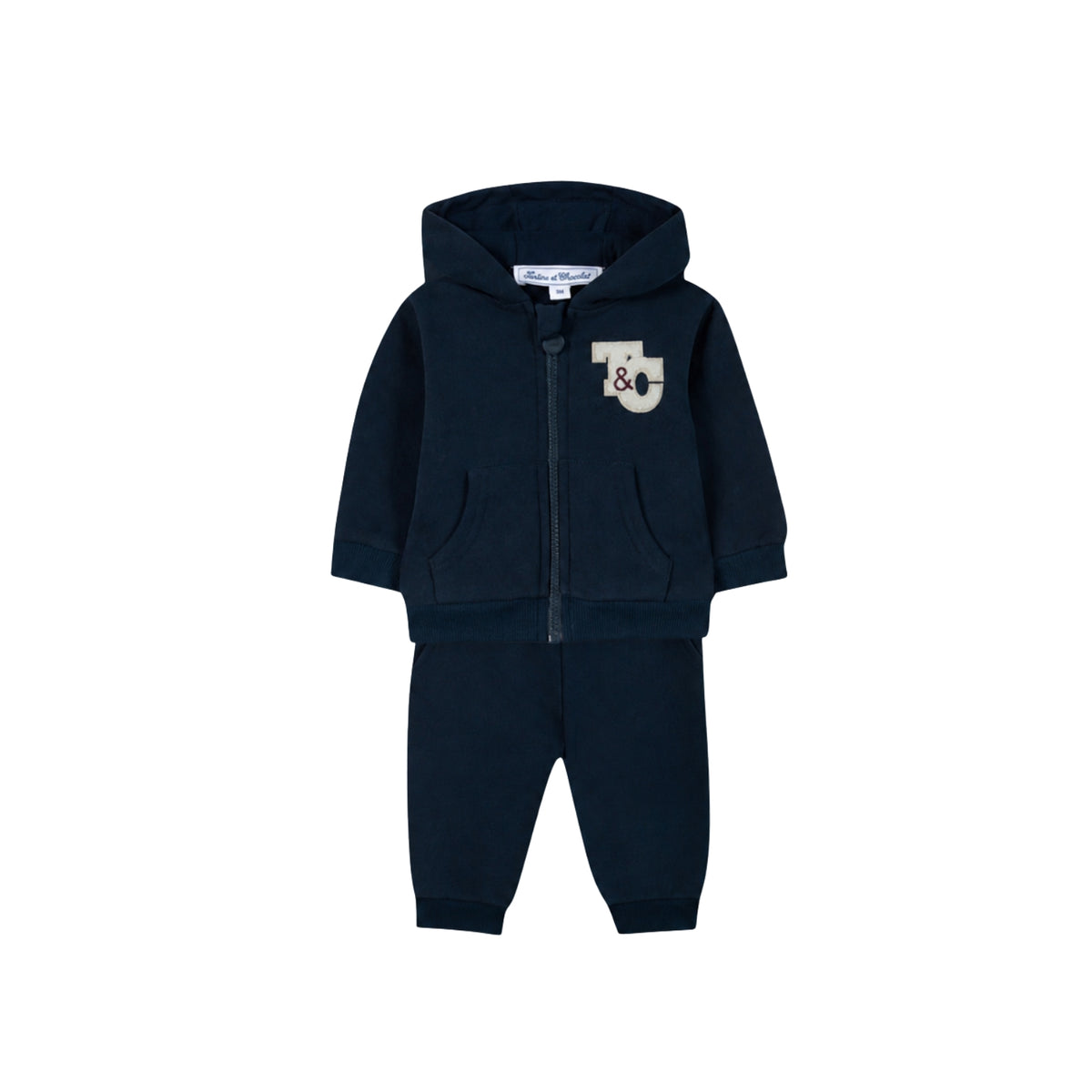 Hooded Cotton Jogging Suit | Navy