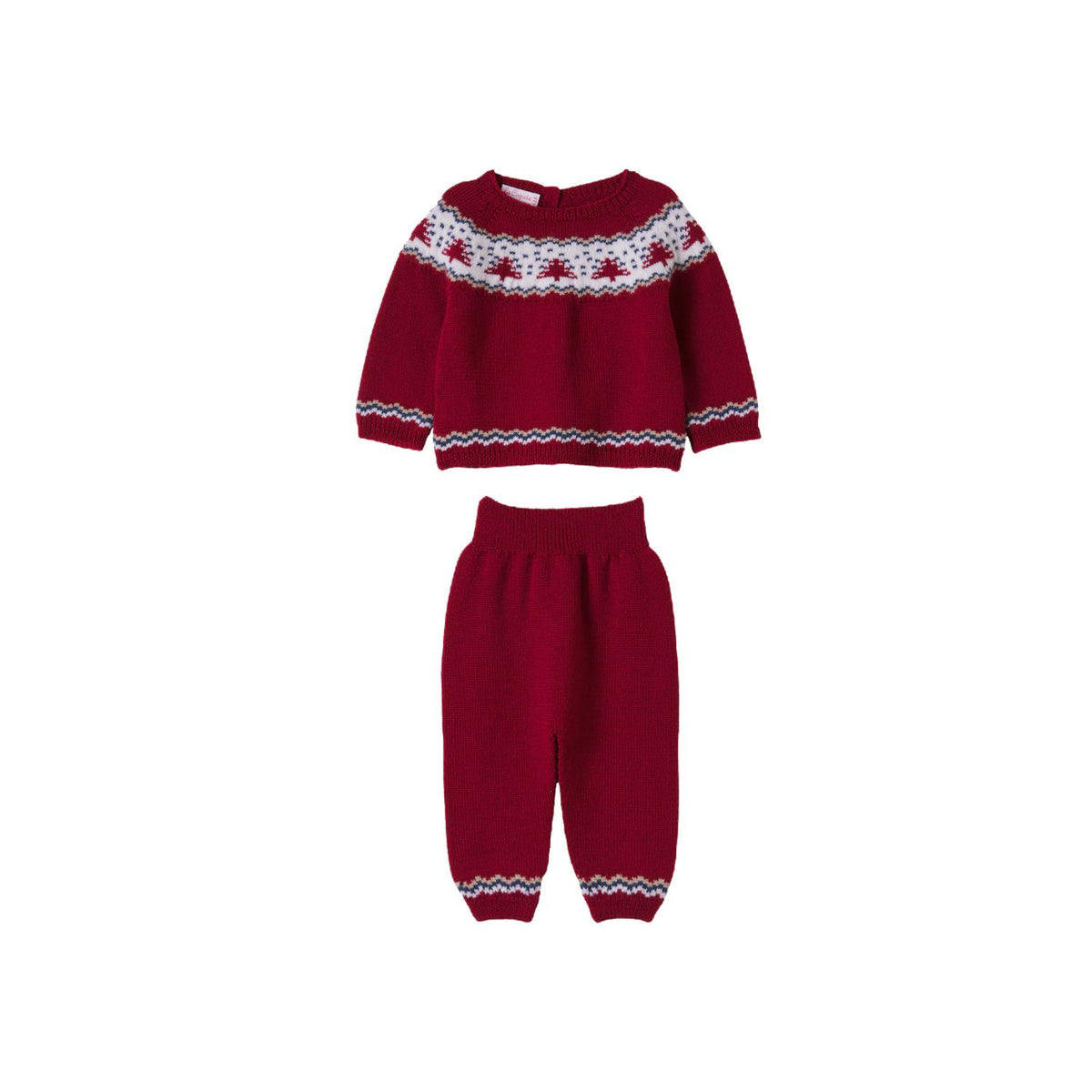 Nieve Merino Fair Isle Knitted Set | Burgundy