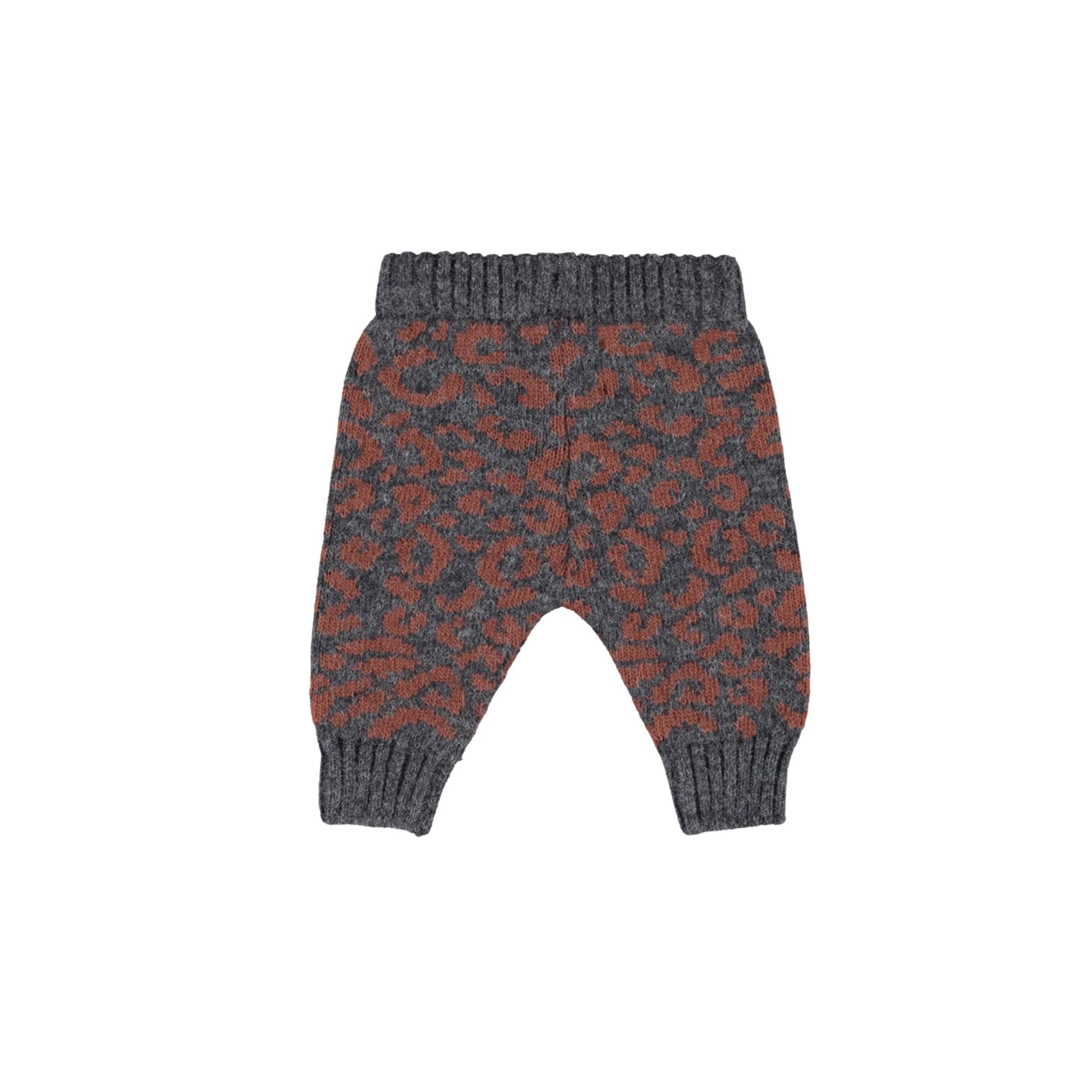 Knitted Baby Set | Dark Grey with Animal Print