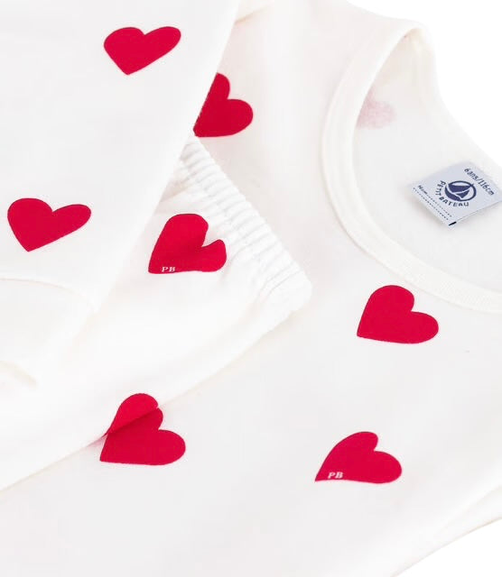 Girls Long Pyjamas | Heart Patterned