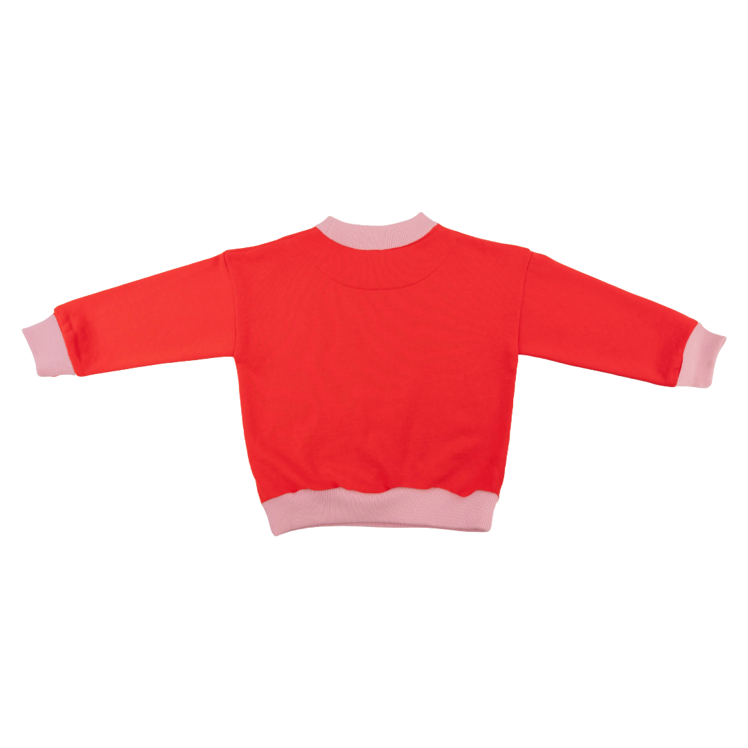 Kids Contrast Sweatshirt | Red / Pink