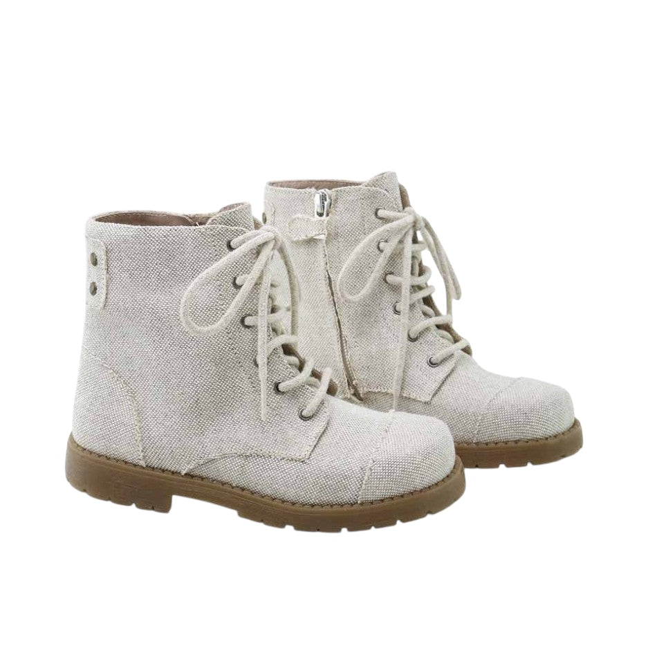 Linen Lace Up Boots