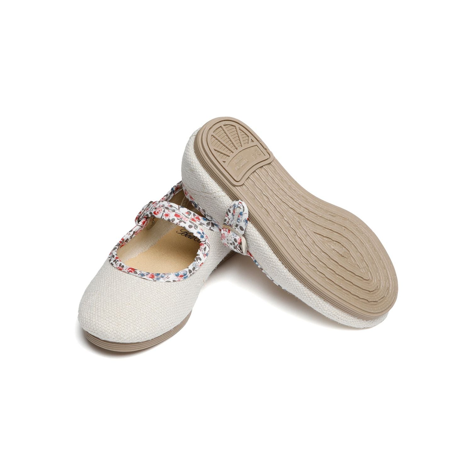 Lola Shoes | Stone with Floral Trim