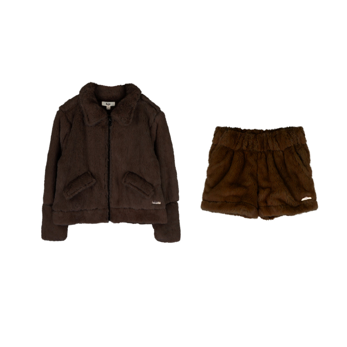 Isabeau Jolye Faux Fur Jacket Set | Brown Choco