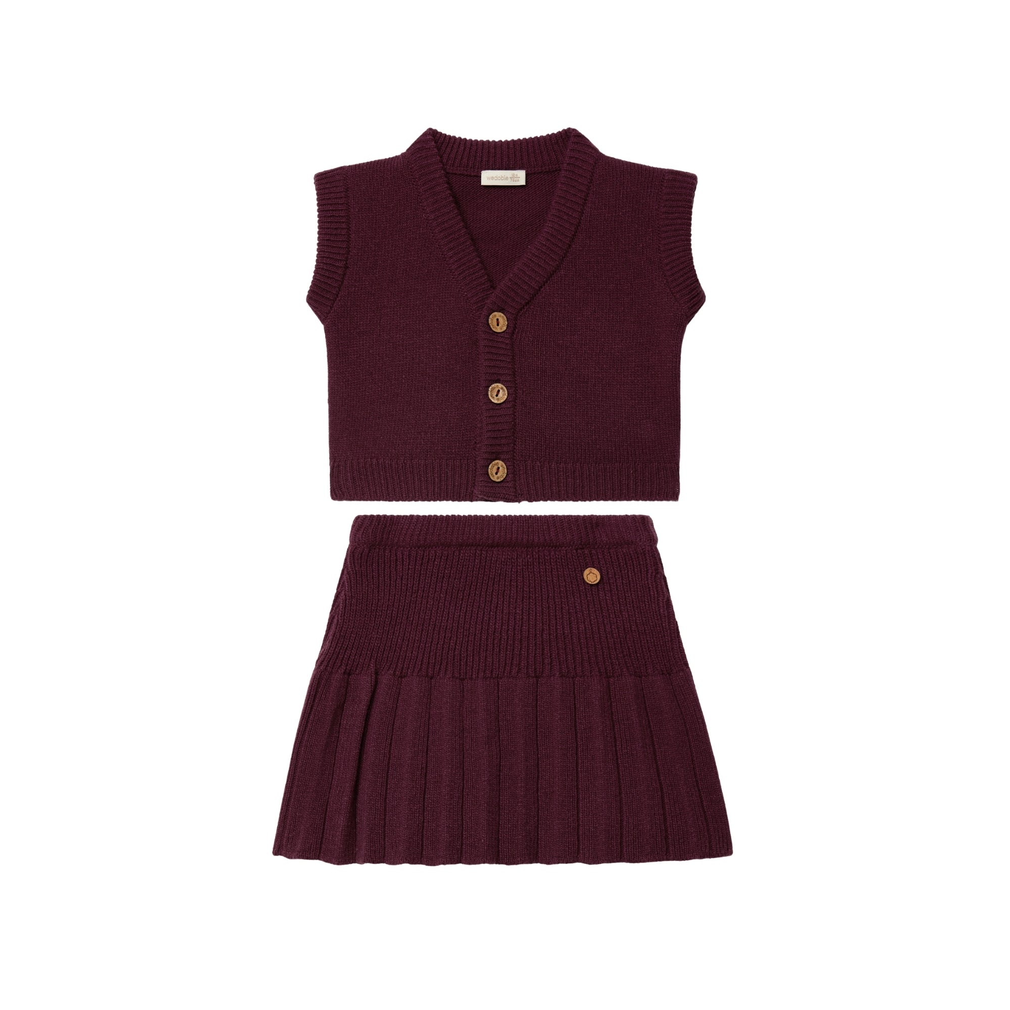 Knitted Vest & Skirt Set | Bordeaux