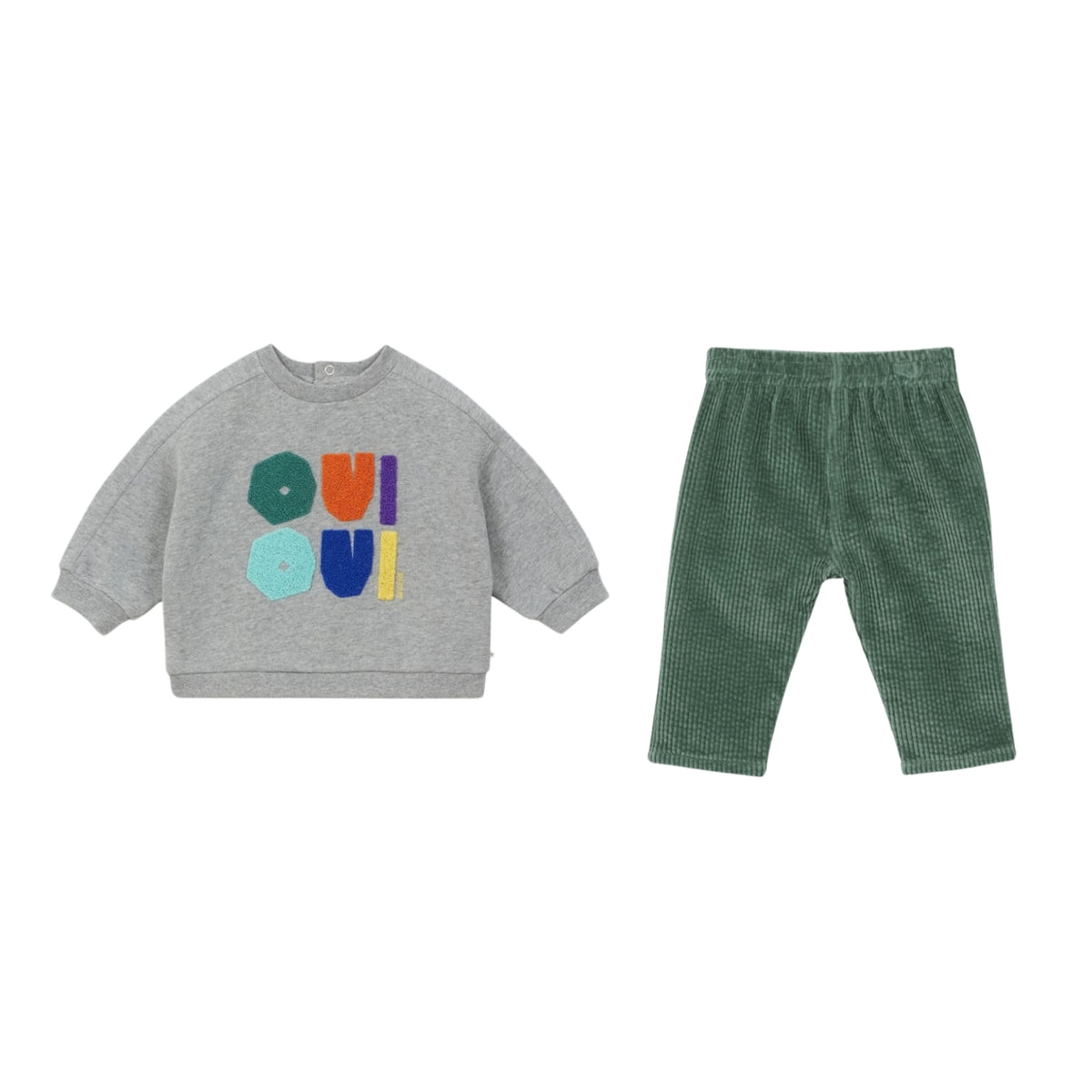 Oui Oui Baby Set | Vert/ Grey
