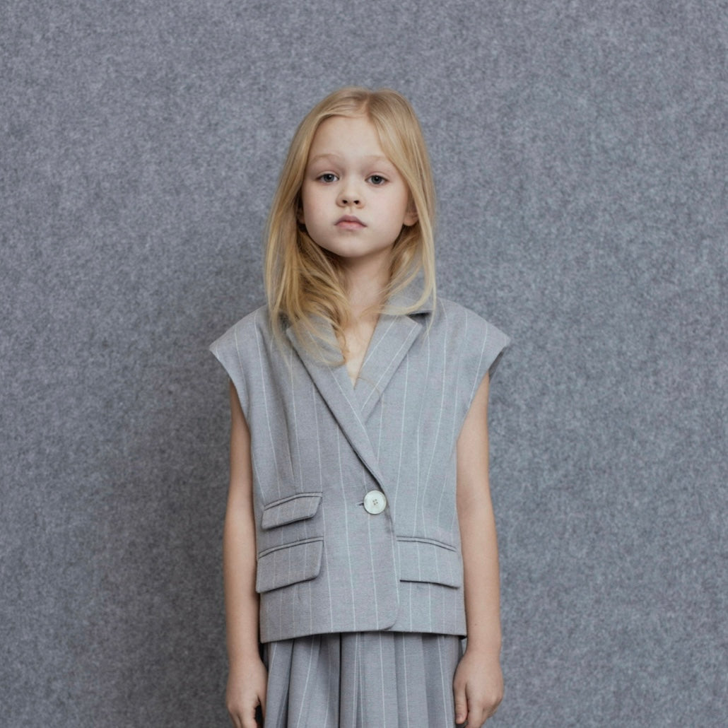 Tanana Waistcoat | Grey Stripes