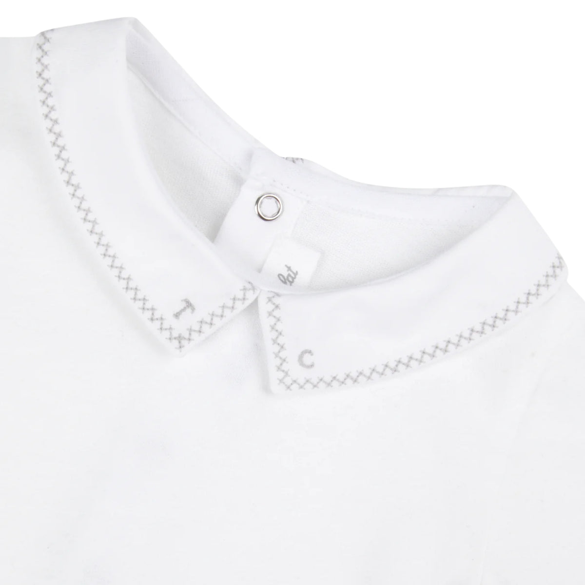 Embroidered Collar Romper | White
