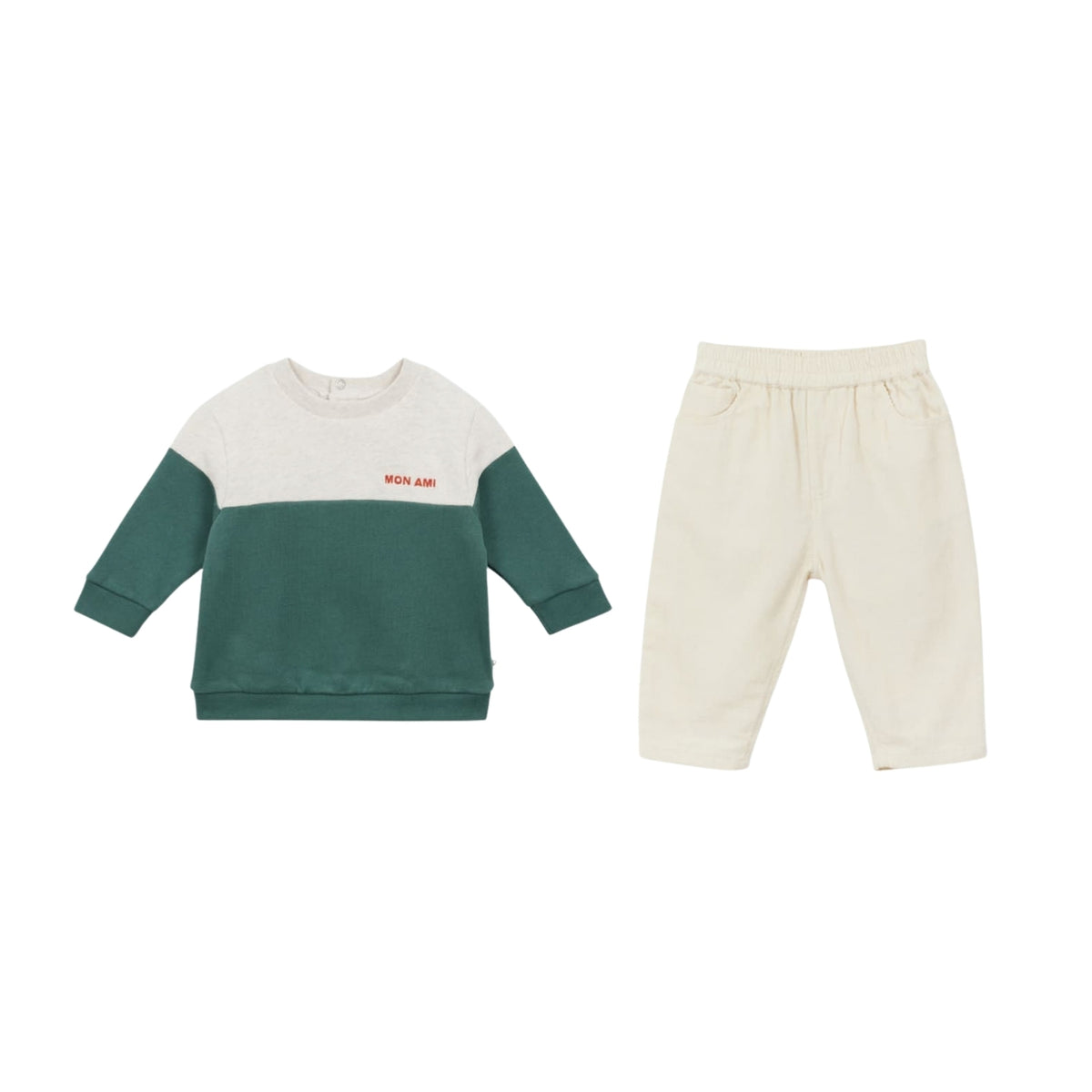 Two-Tone Baby Set | Vert/ Ecru