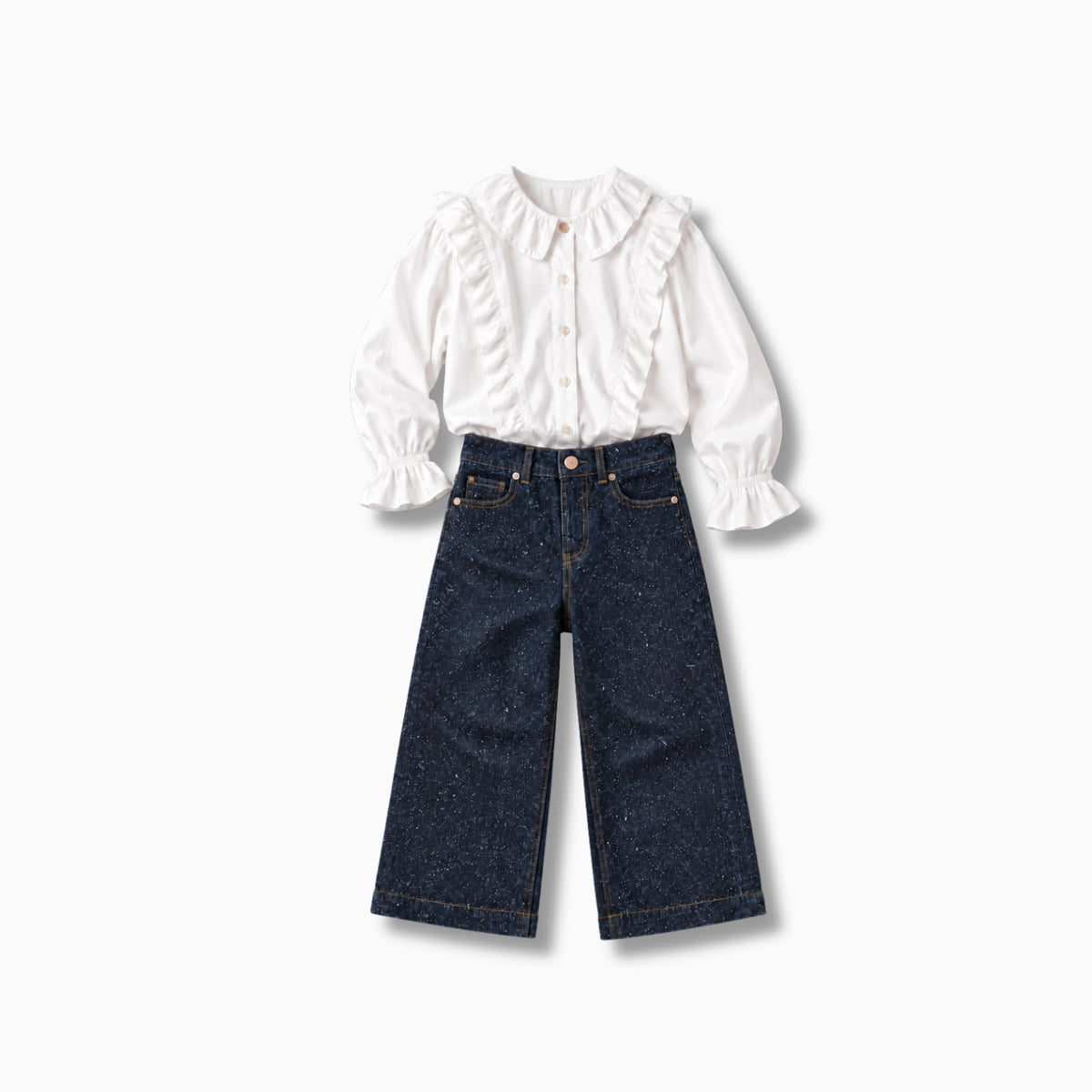 Wave Wide Leg Denims | Deep Weave
