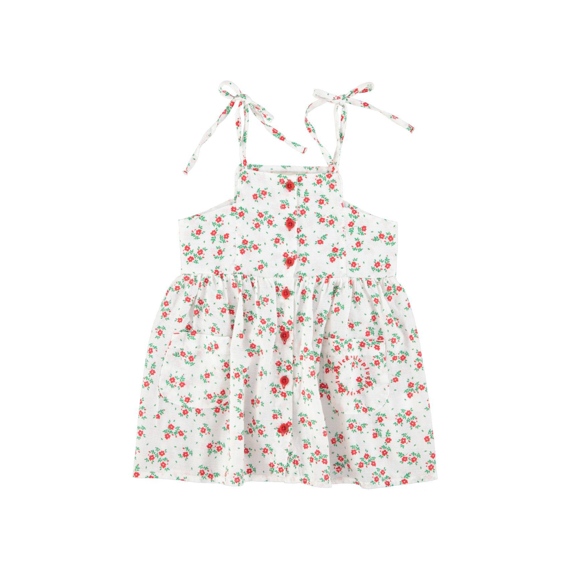 Flower Print Short Dress | Ecru/Red