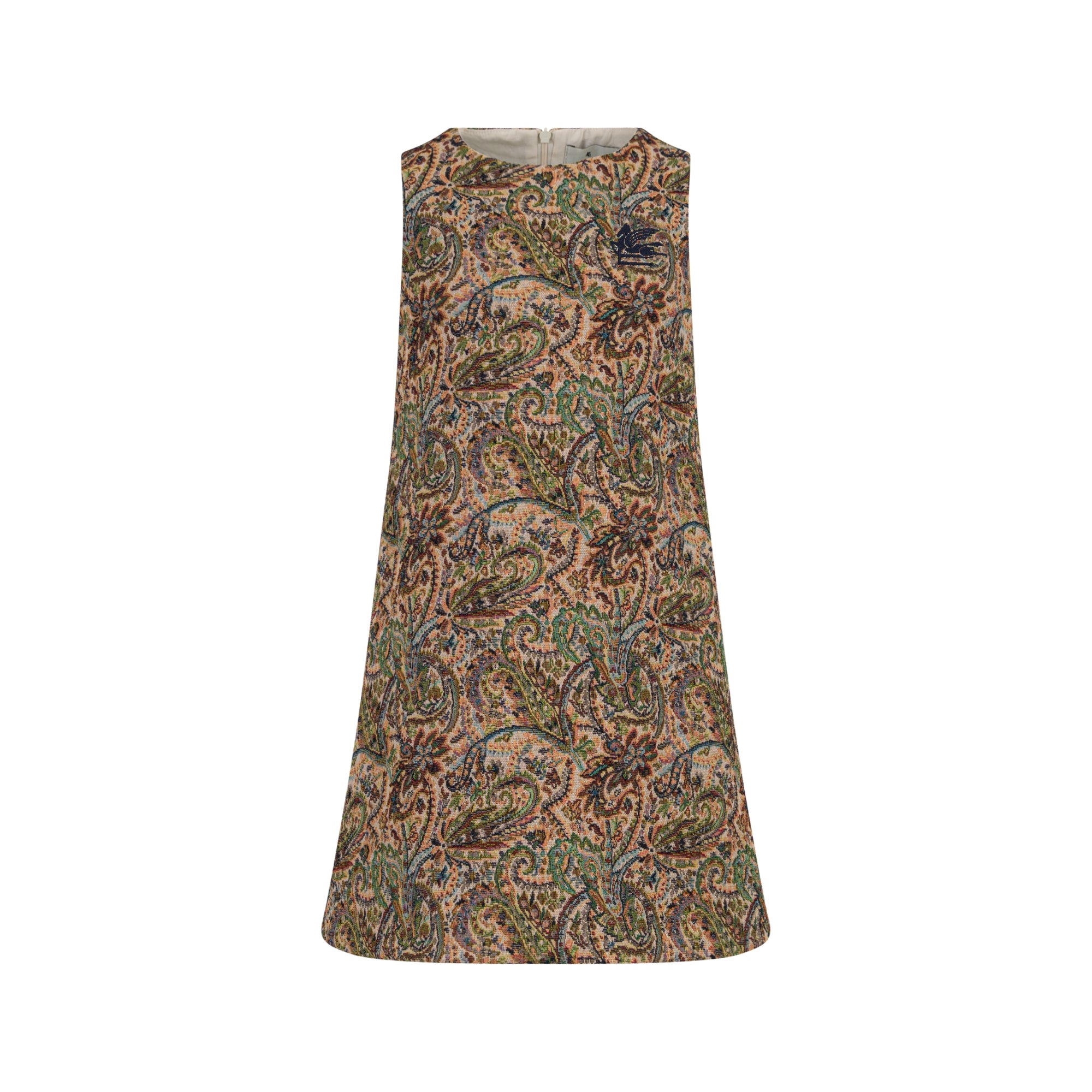 Jacquard Fabric Tunic Dress | Beige