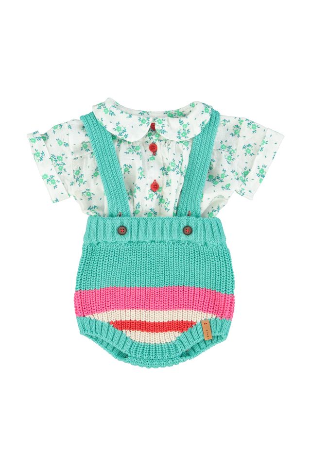 Knitted Baby Romper | Turquoise