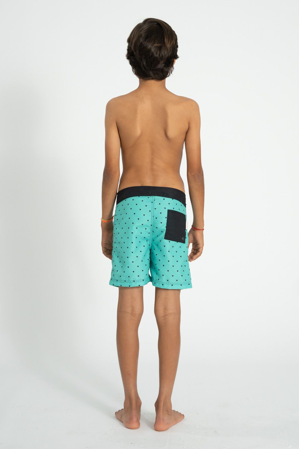 Heart Print Swim Shorts | Green/Black