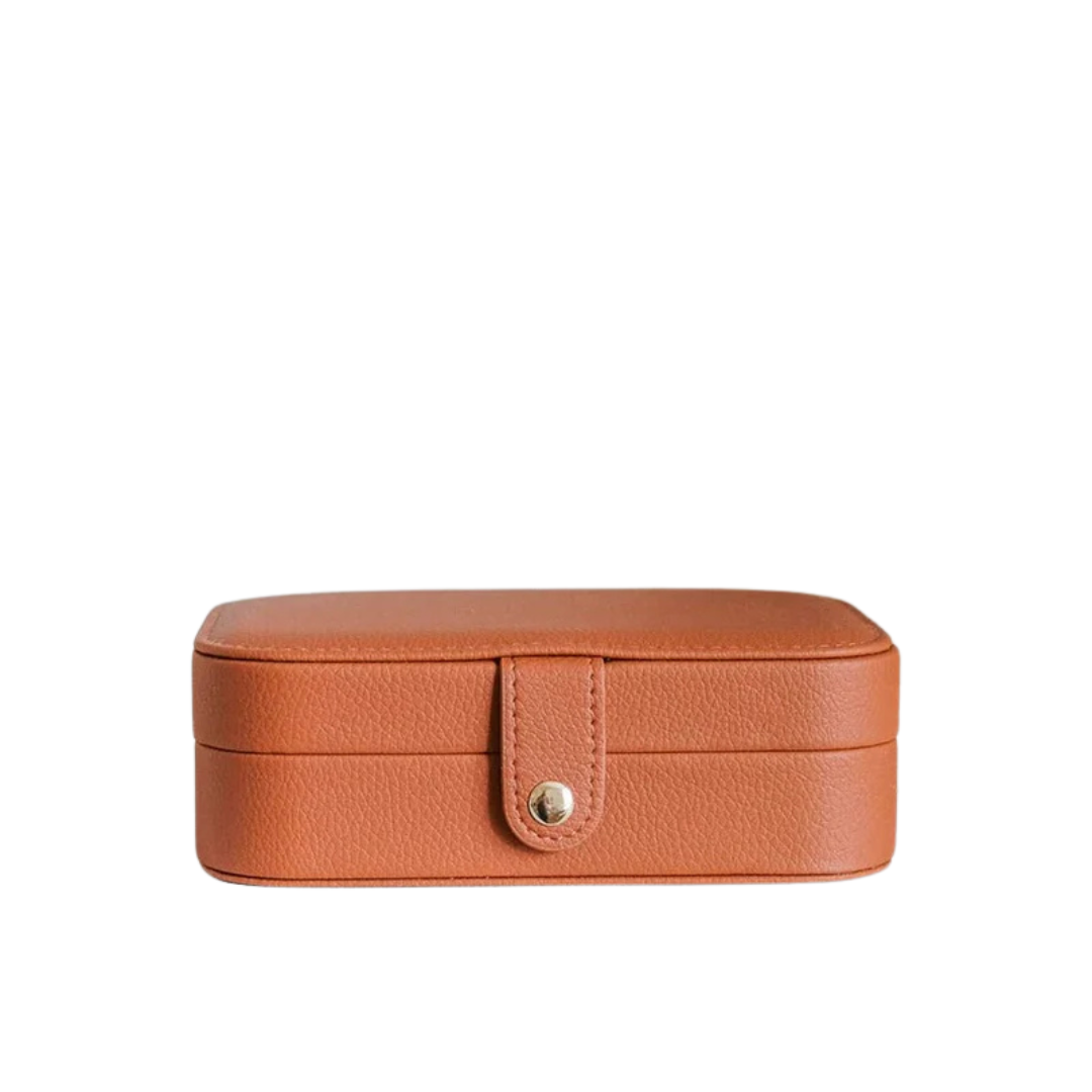 Brigitte Leather Travel Jewelry Box | Camel