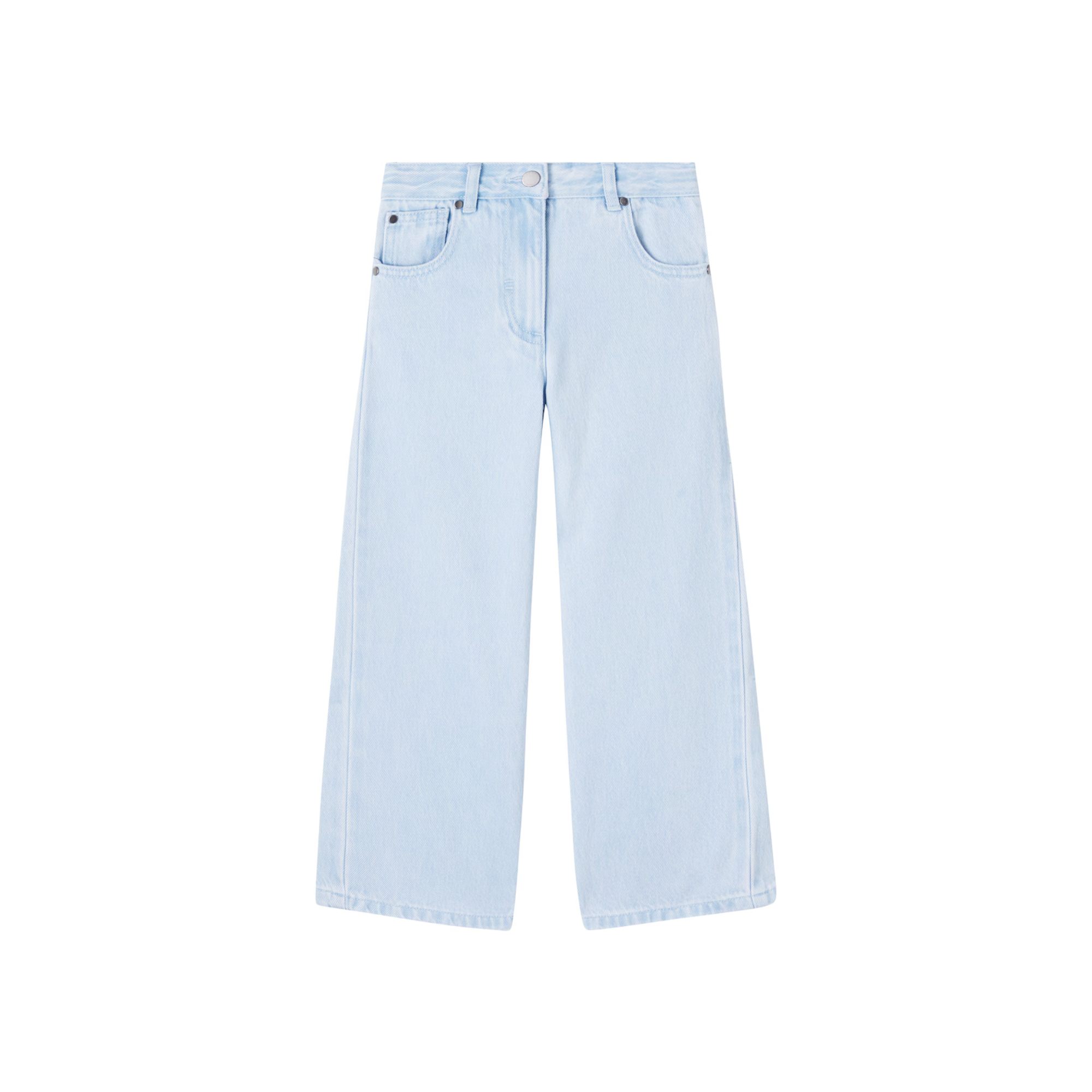 Embroidered Wide Leg Jeans | Light Blue