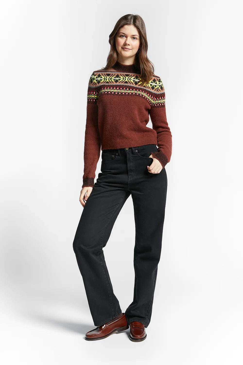 Western Knit Sweater | Coffee