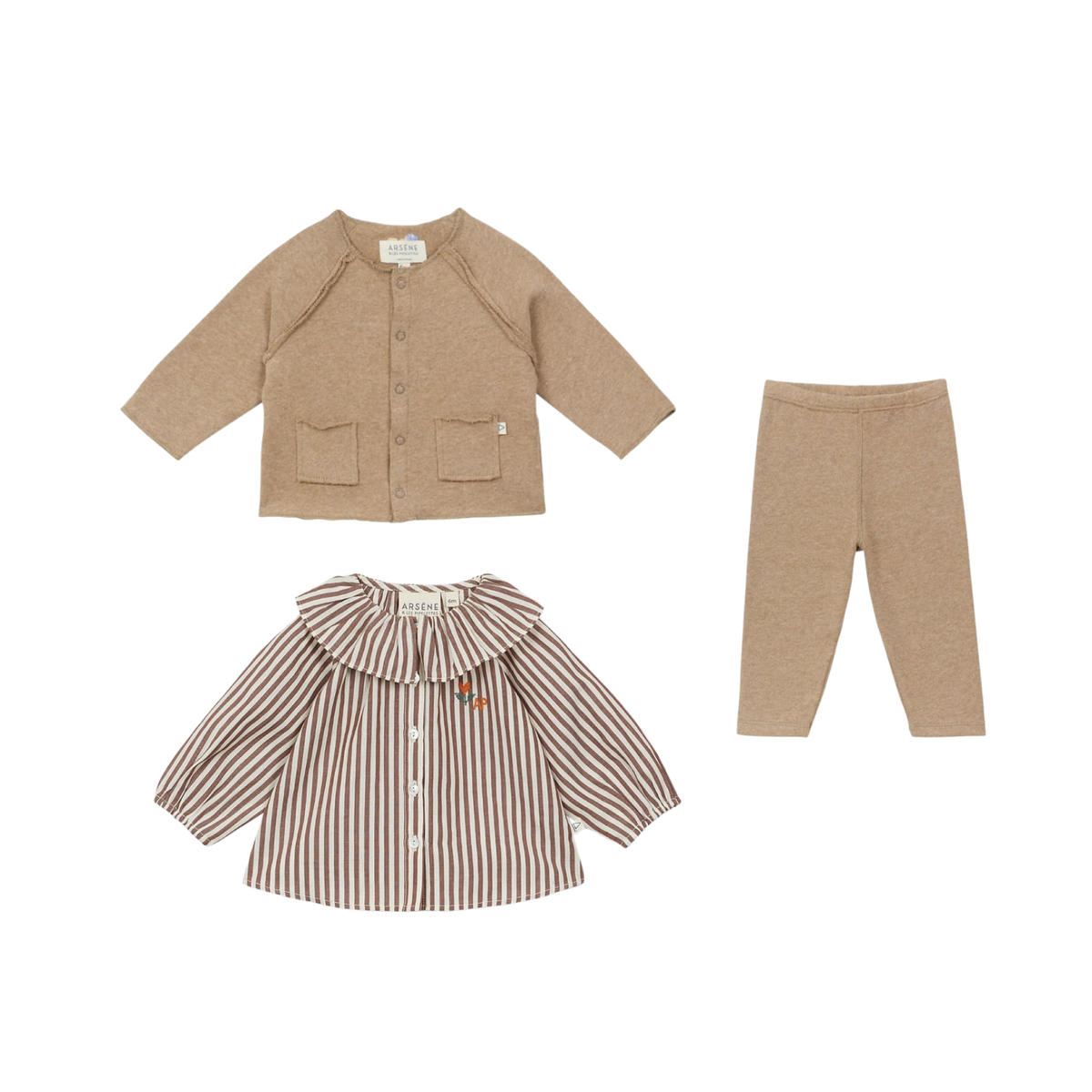 Mini Striped Baby Set | Marron