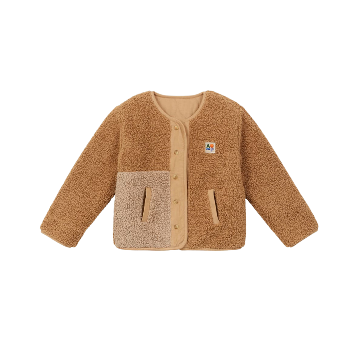 Reversible Patch Sherpa Jacket | Camel