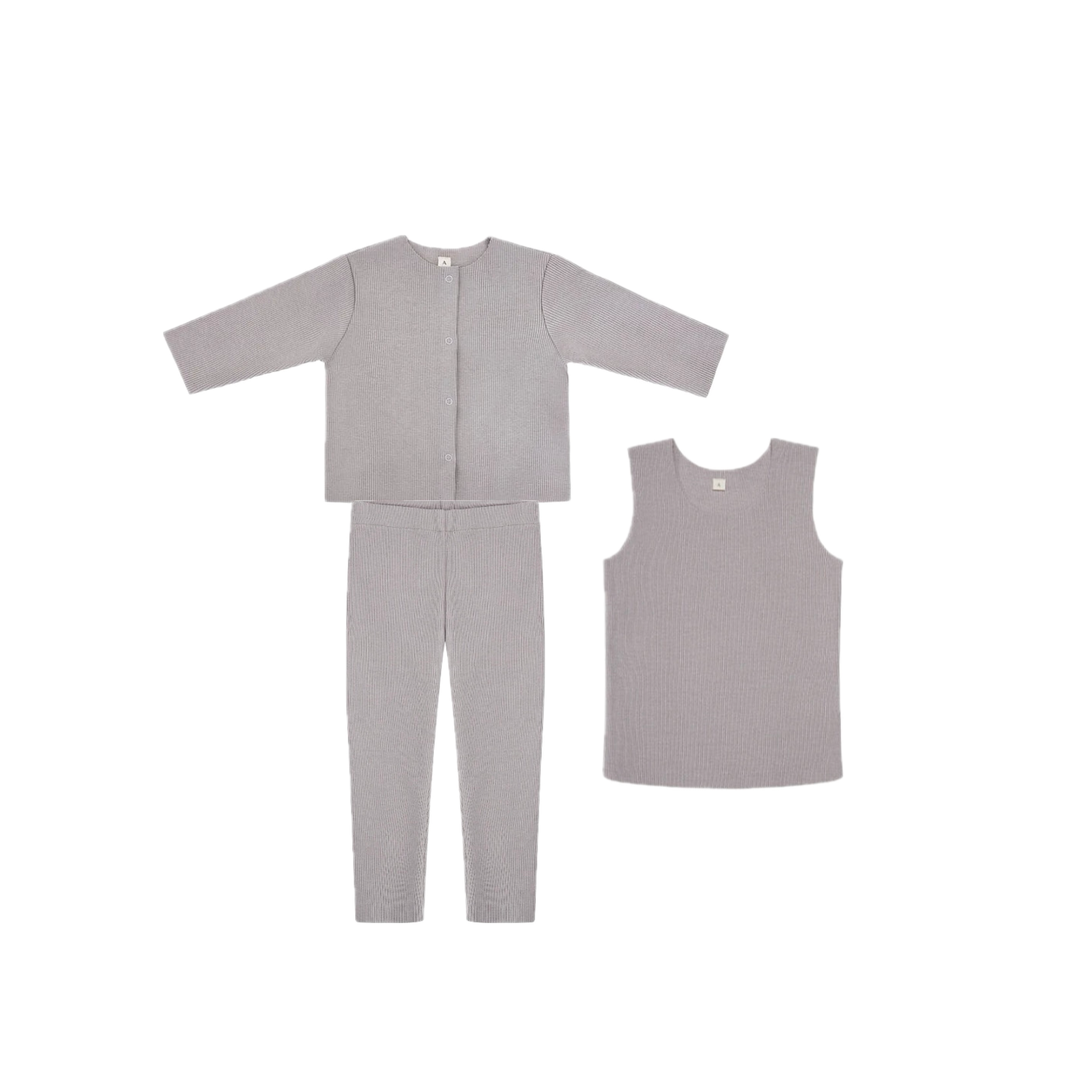 Rib Cardigan Set | Stone