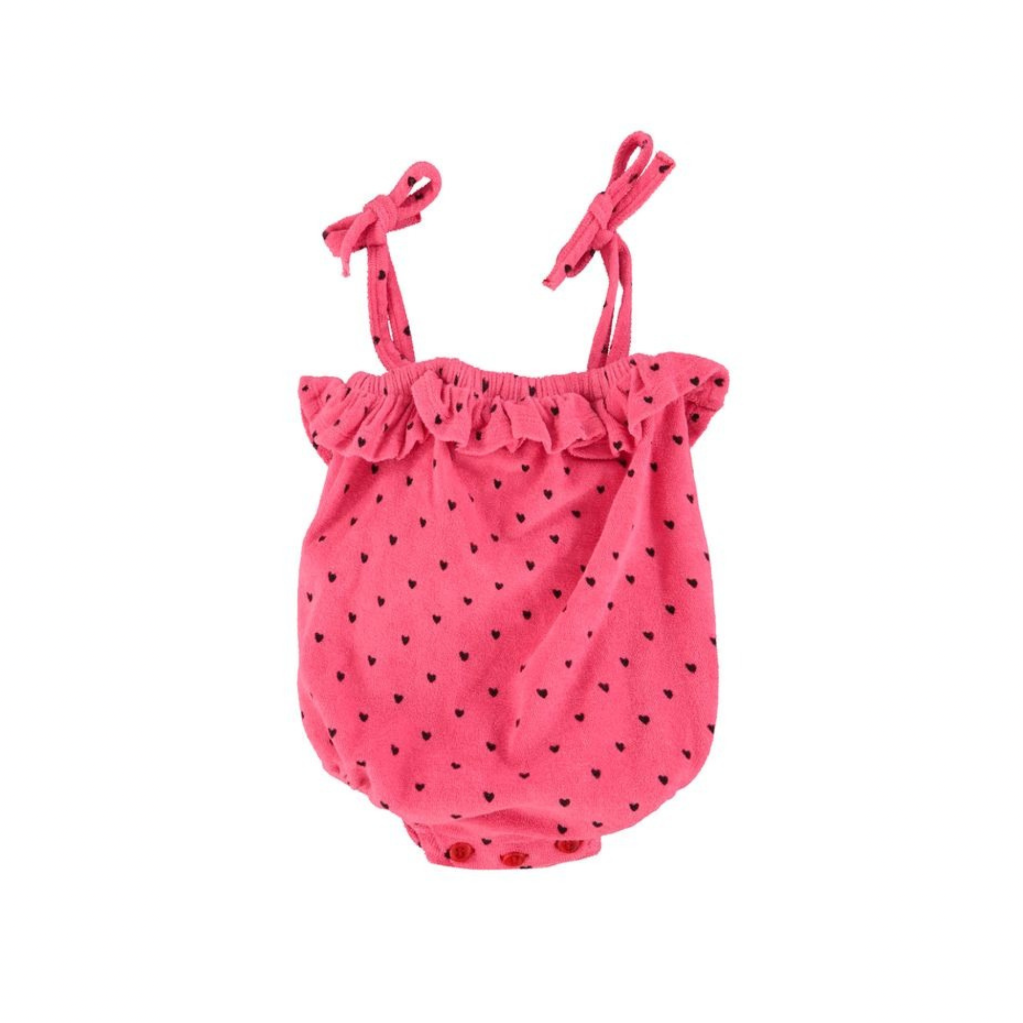 Heart Print Baby Romper | Pink/Black