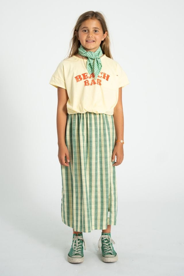 Checkered Long Skirt | Light Yellow