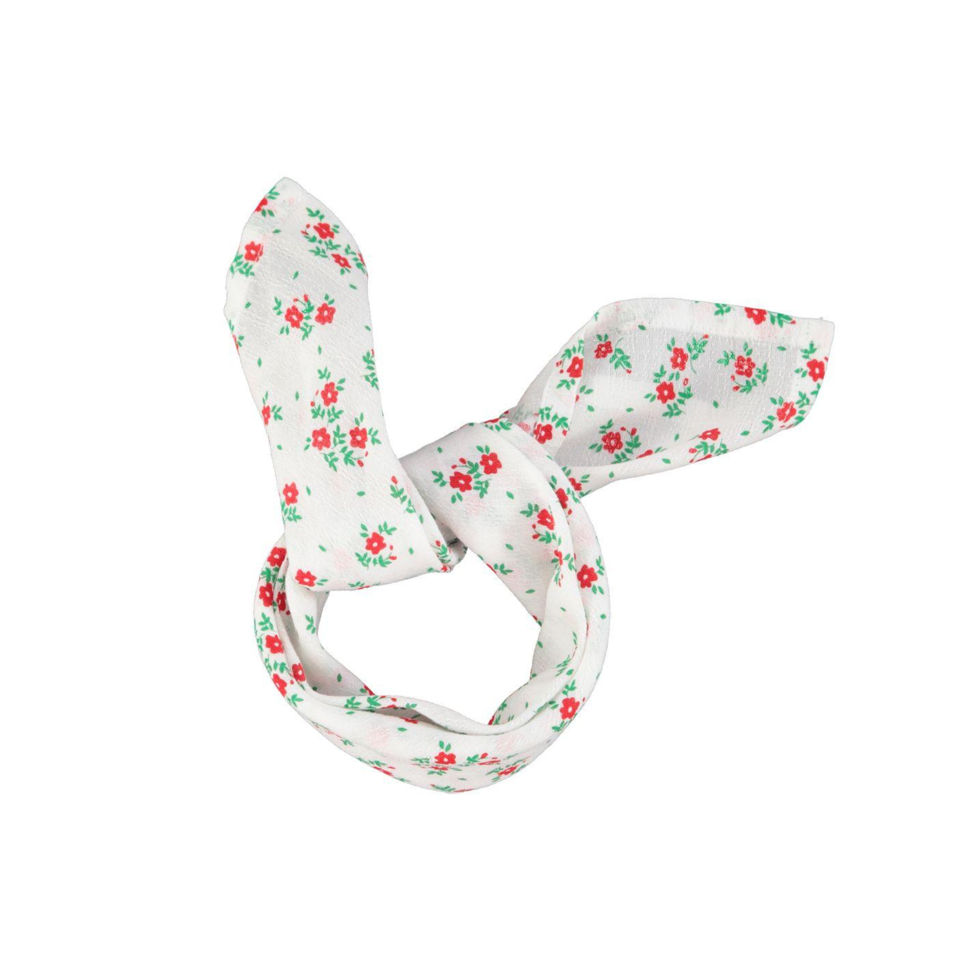 Flower Print Bandana | Ecru/Red