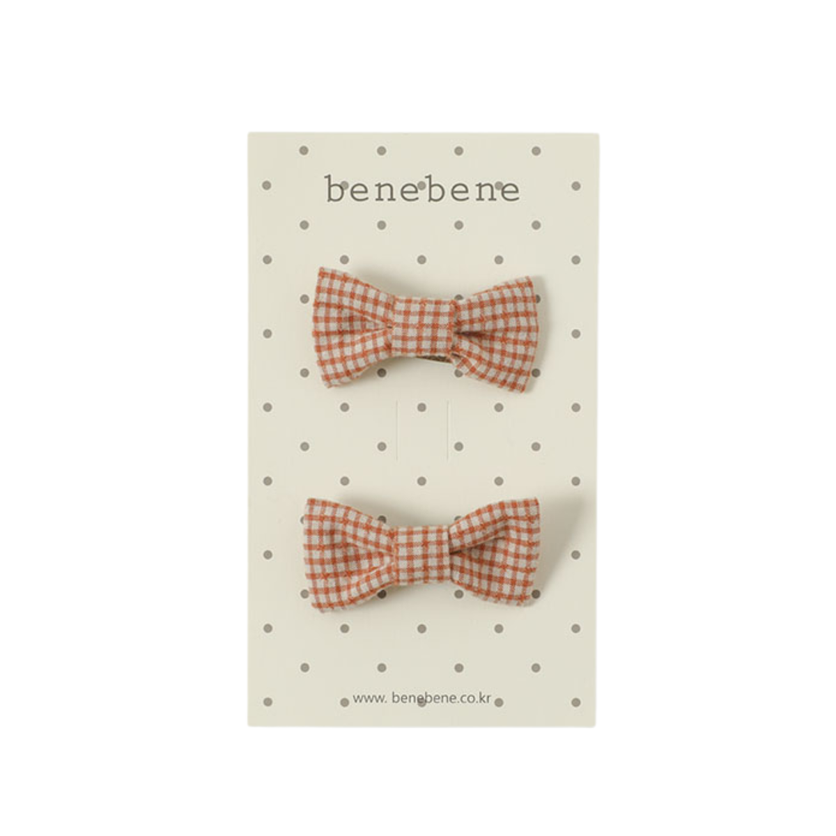 Cannelle Check Petite Hair Clip Set | Orange Brown