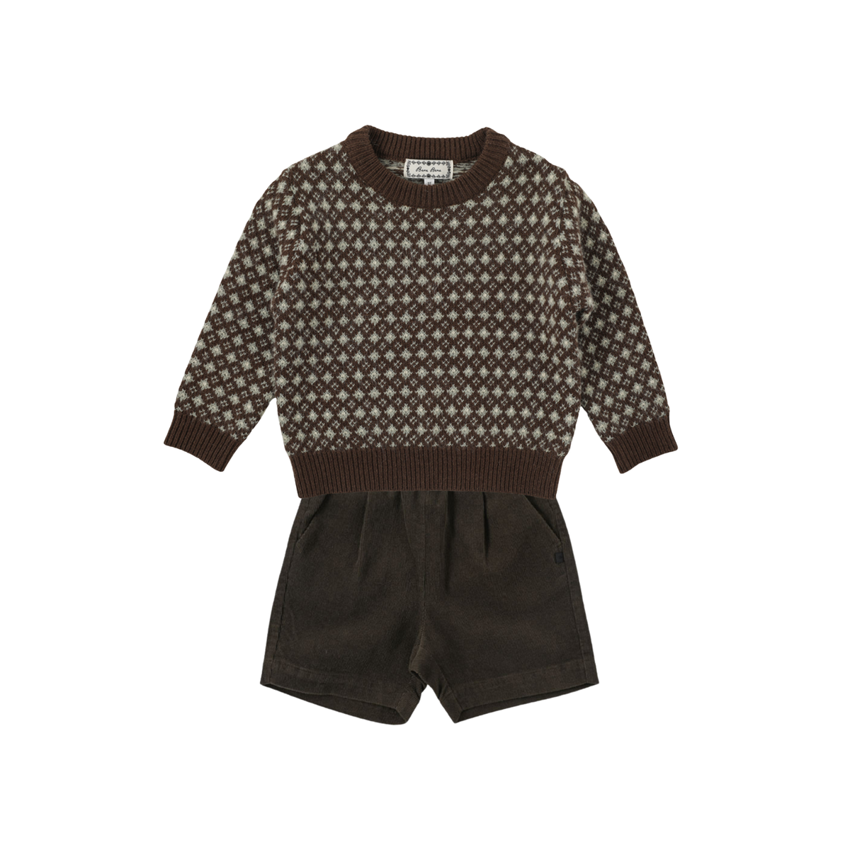 Maribel Knit & Corduroy Shorts | Dark Brown & Khaki