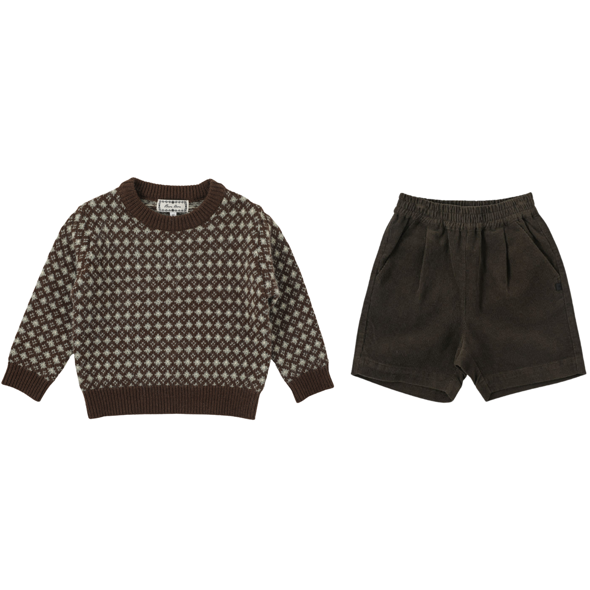 Maribel Knit & Corduroy Shorts | Dark Brown & Khaki
