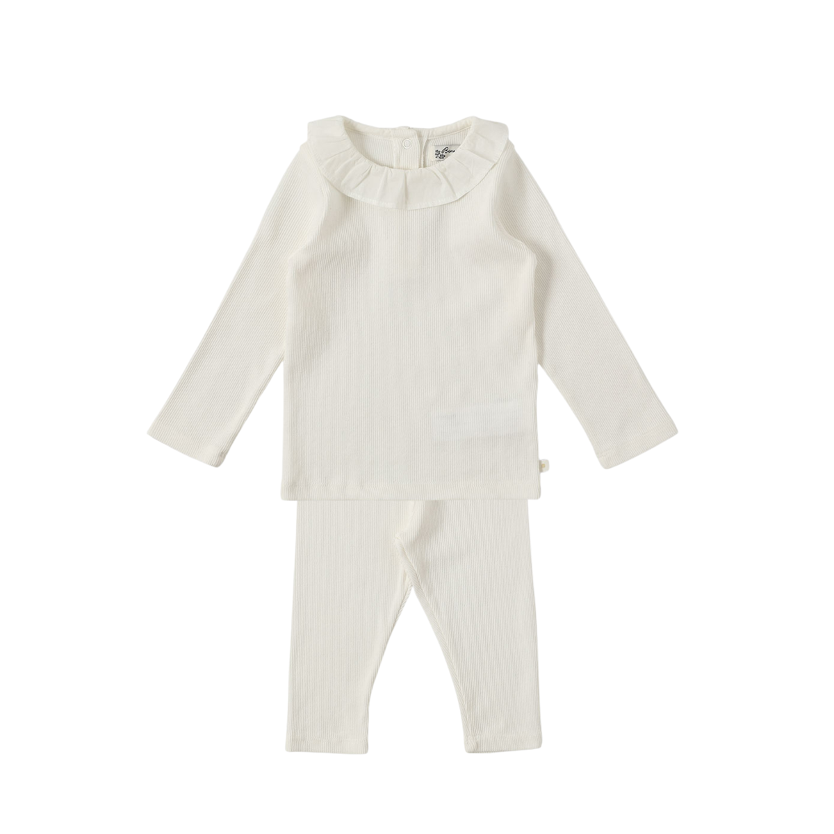Ribbed Ruffle Twinset | Ivory