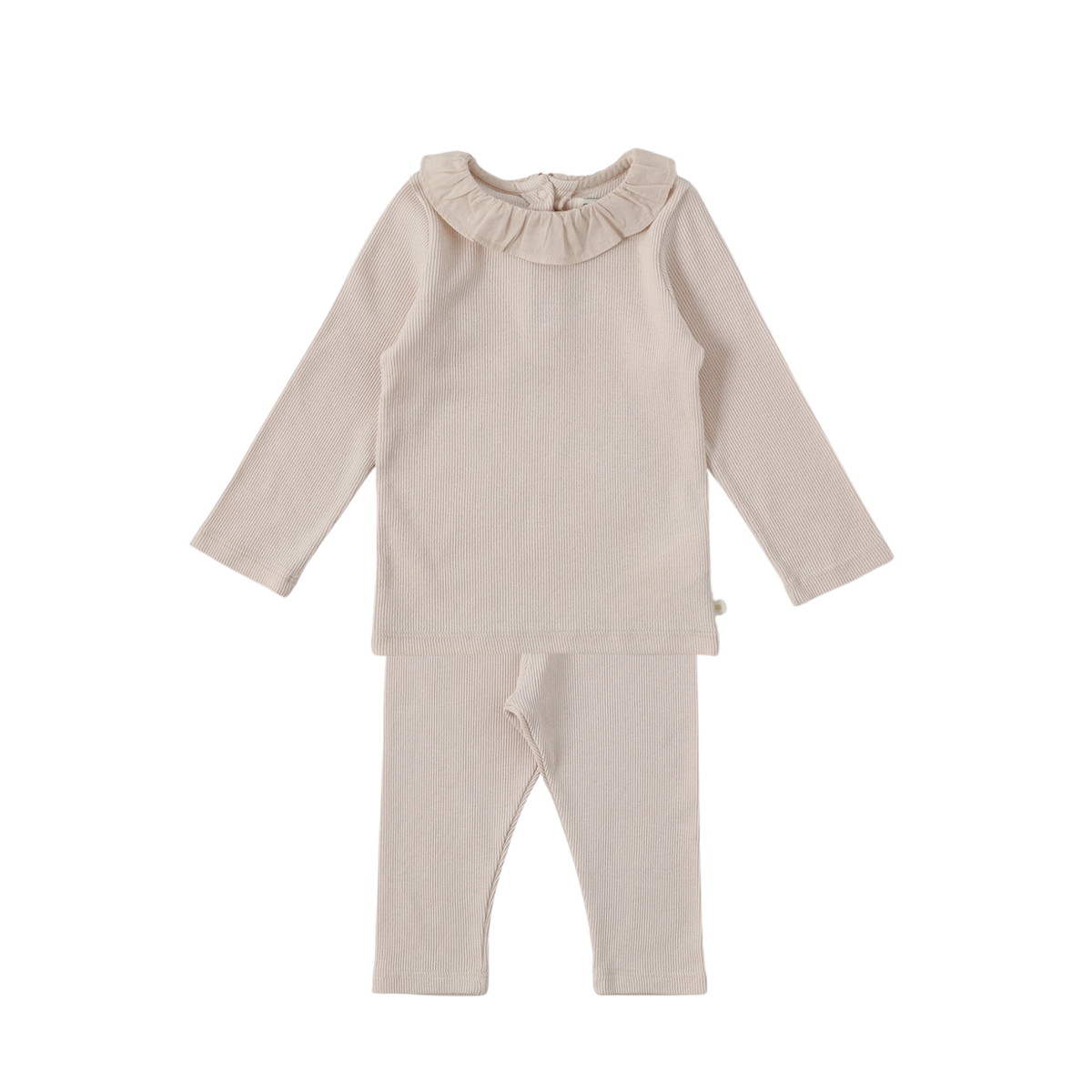 Ribbed Ruffle Twinset | Grayish Pink