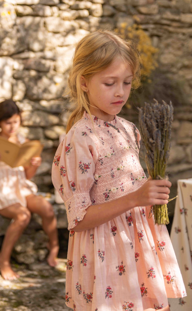 Handsmock Blouse | Pink Garden Flowers