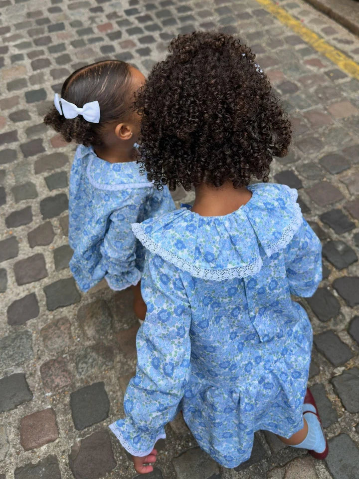 Maribel Baby Dress Set | Blue Floral
