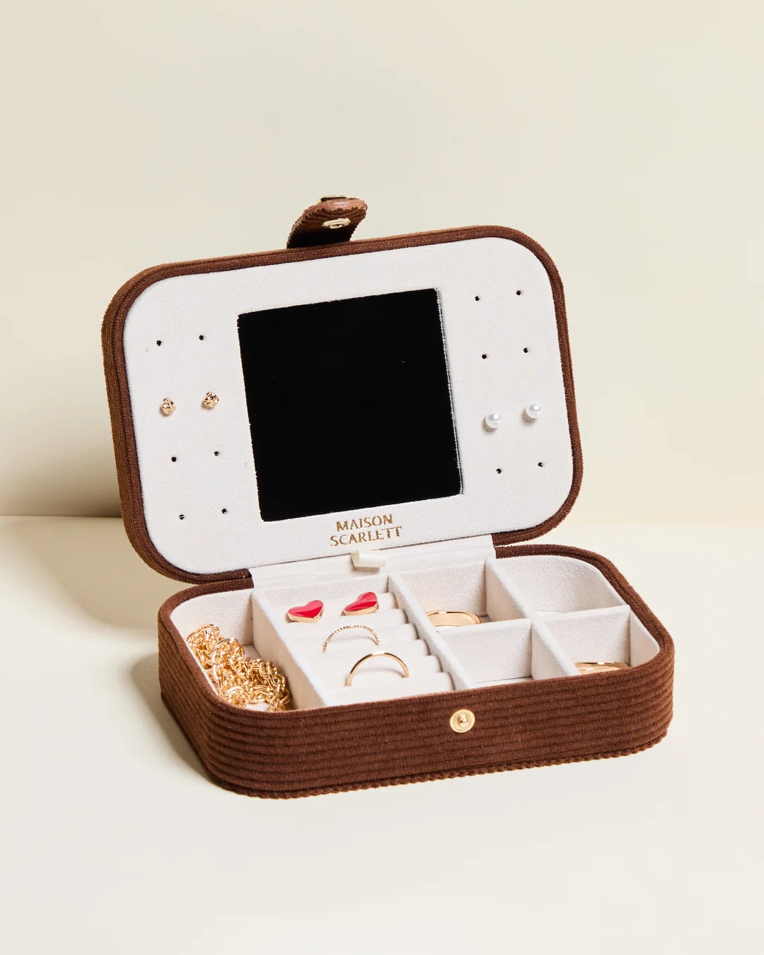 Brigitte Corduroy Travel Jewelry Box