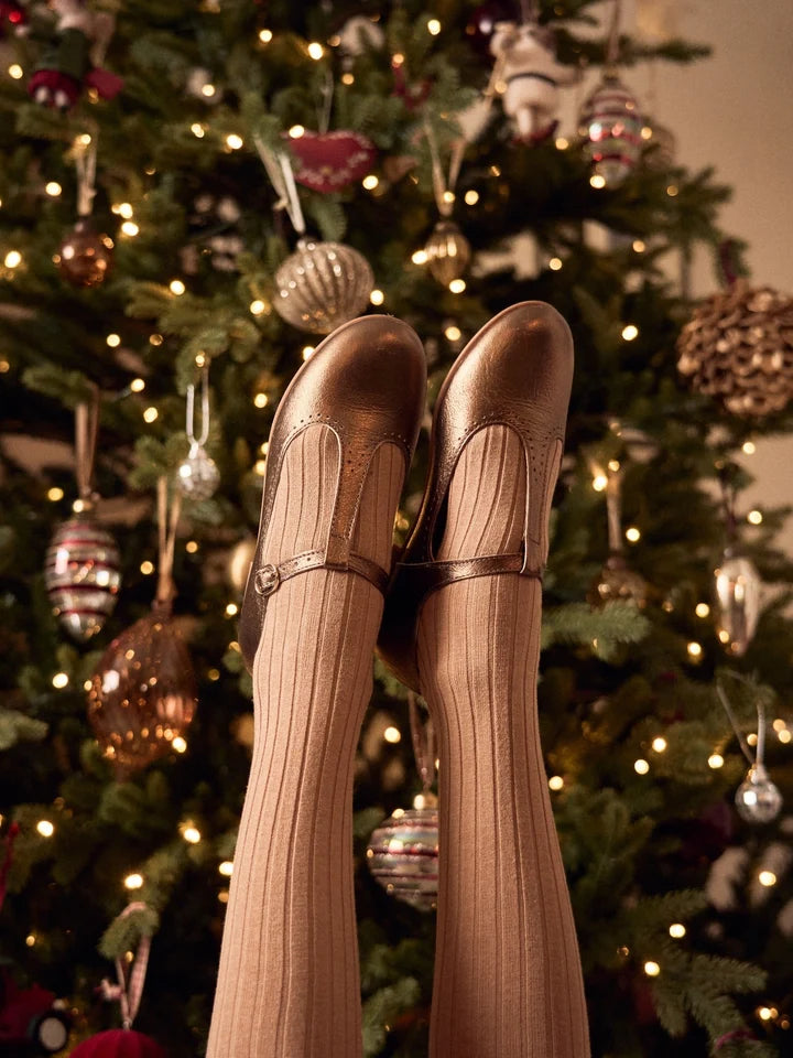 Leather T-Bar Shoes | Bronze