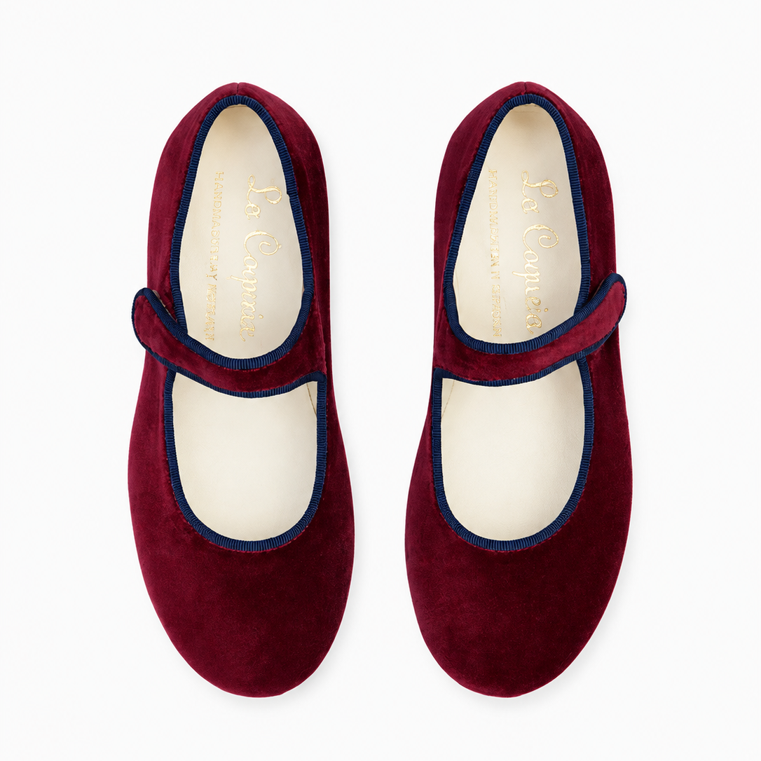 Velvet Mary Jane Shoes | Burgundy