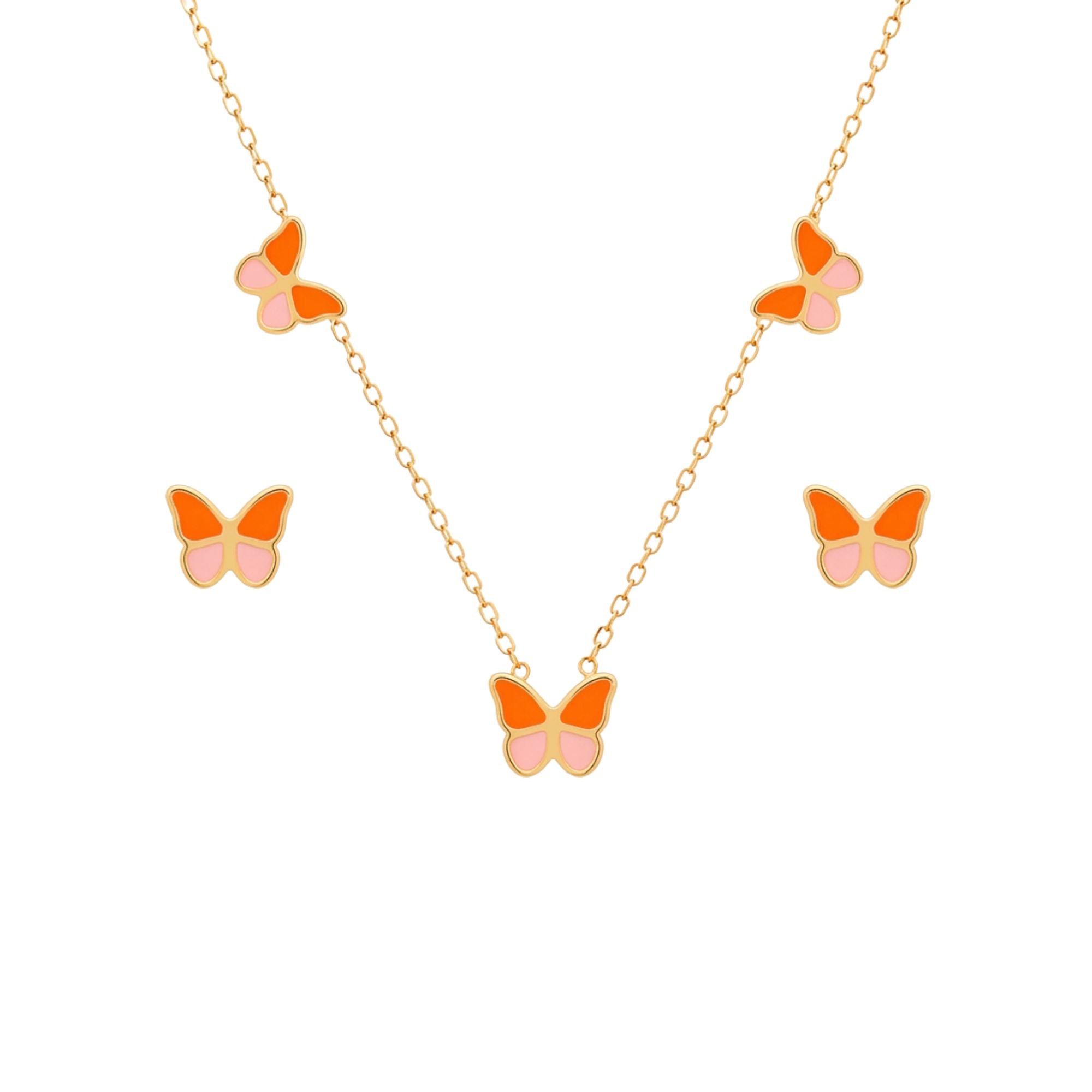 Butterfly Colorblock Necklace/Earring Set