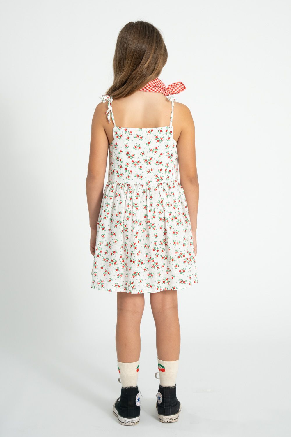 Flower Print Short Dress | Ecru/Red