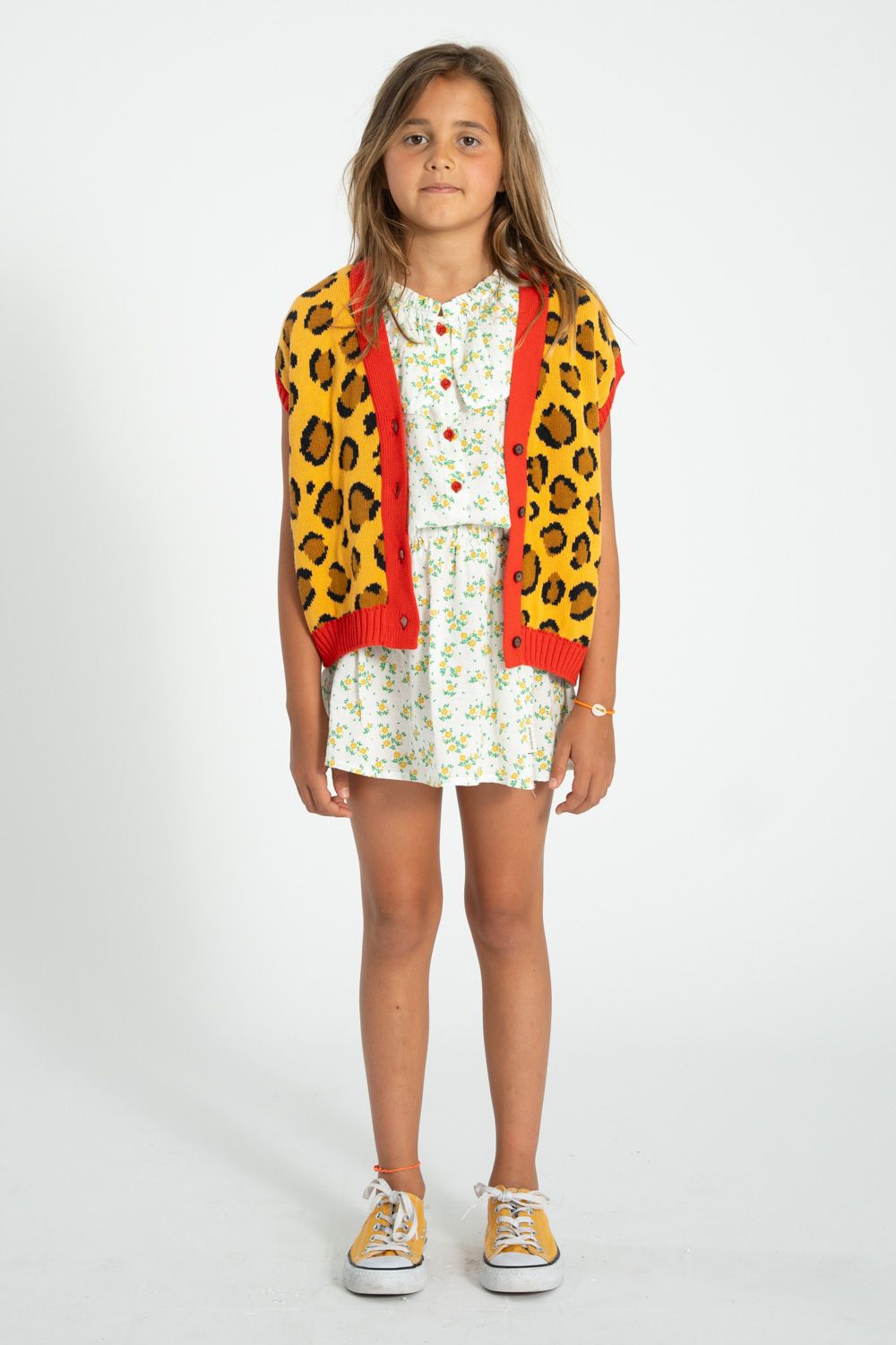 Flower Print Short Skirt | Ecru/Yellow