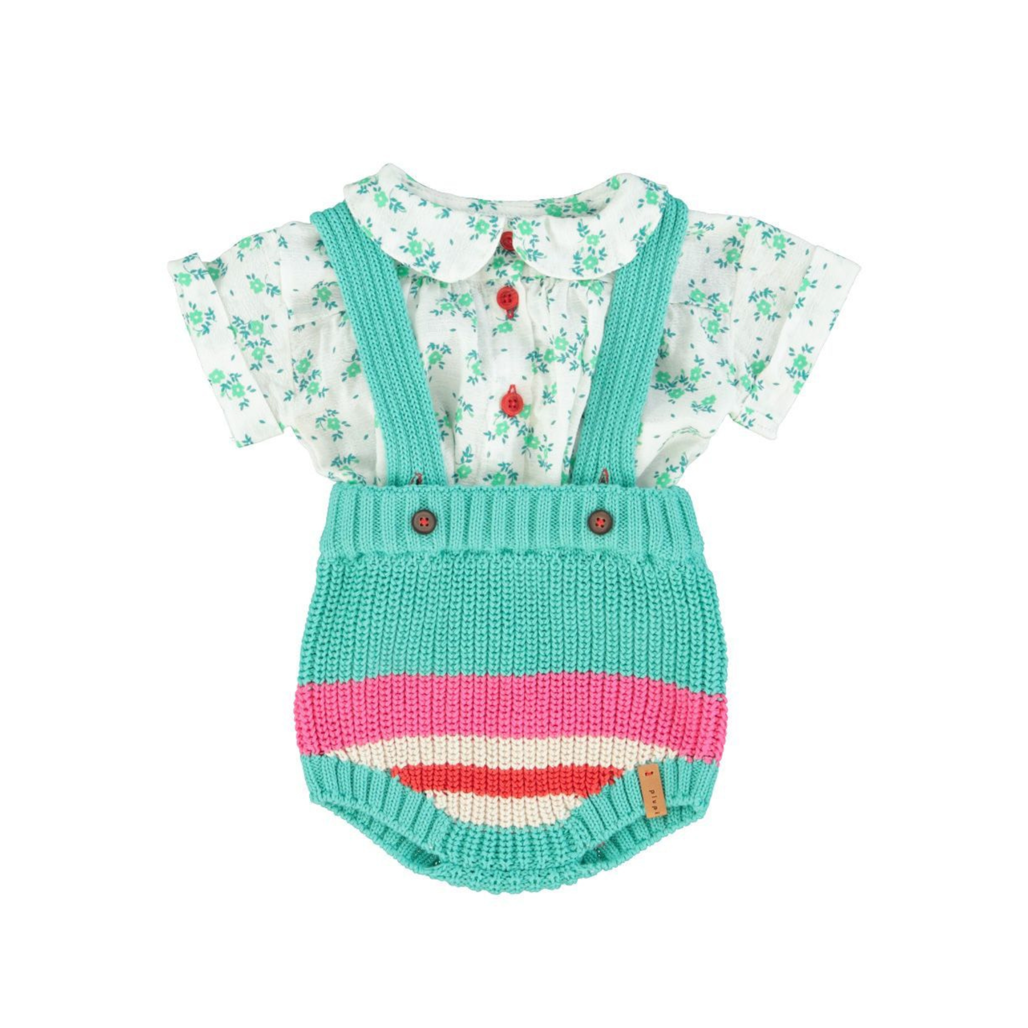 Flower Print Peter Pan Collar Shirt | Ecru/Green
