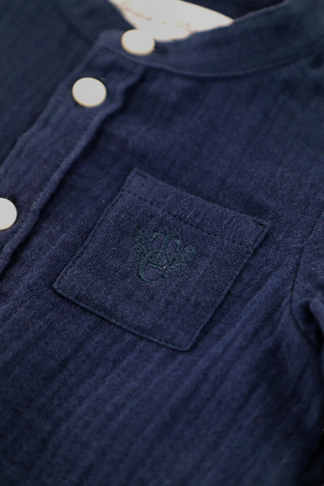 Mao Collar Shirt | Navy