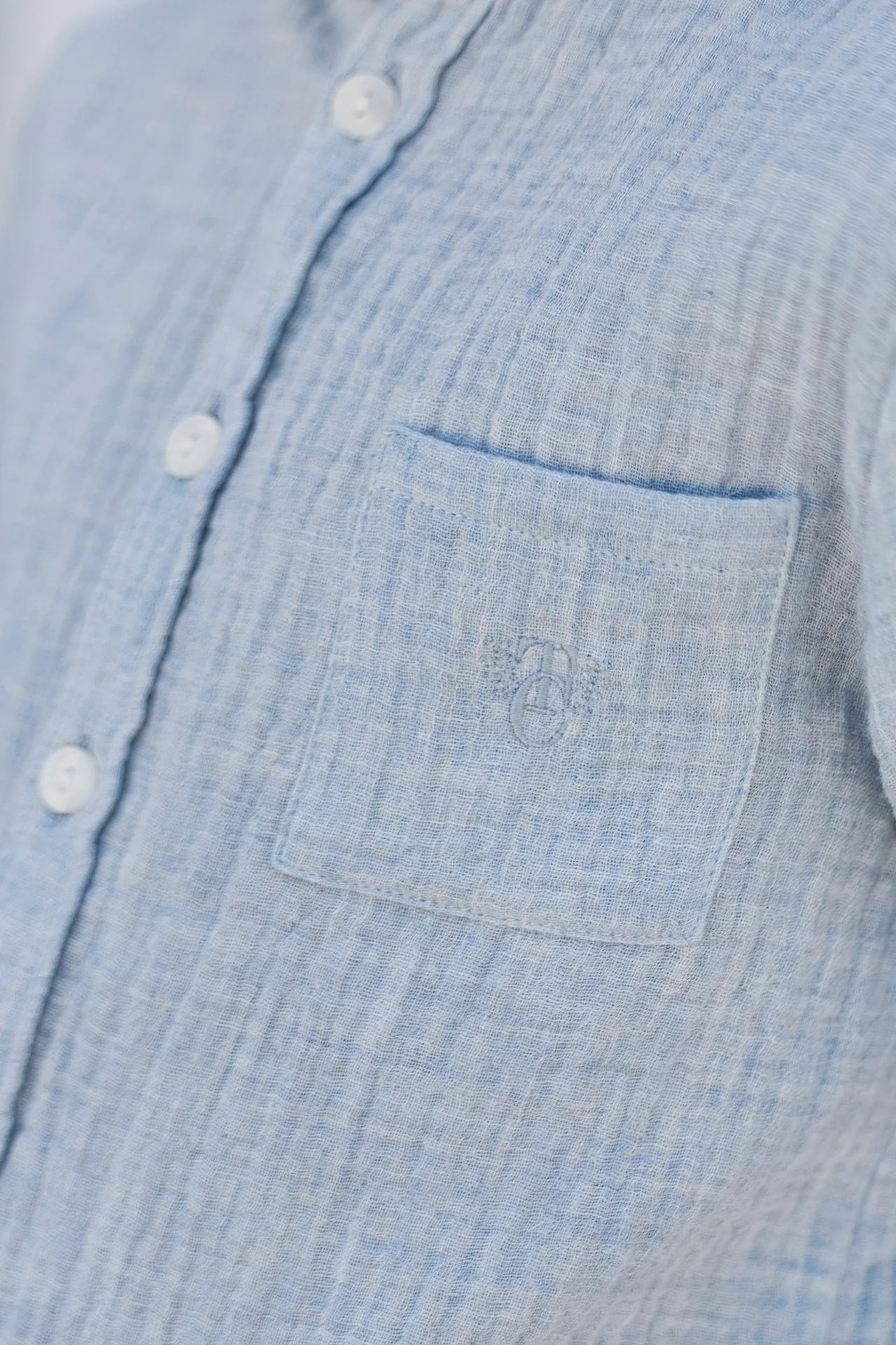 Mao Collar Shirt | Blue