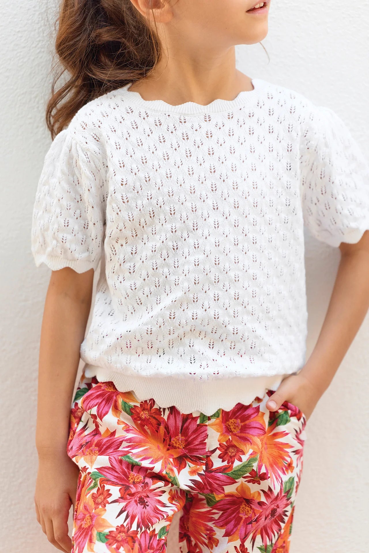 Openwork Knit Sweater | White