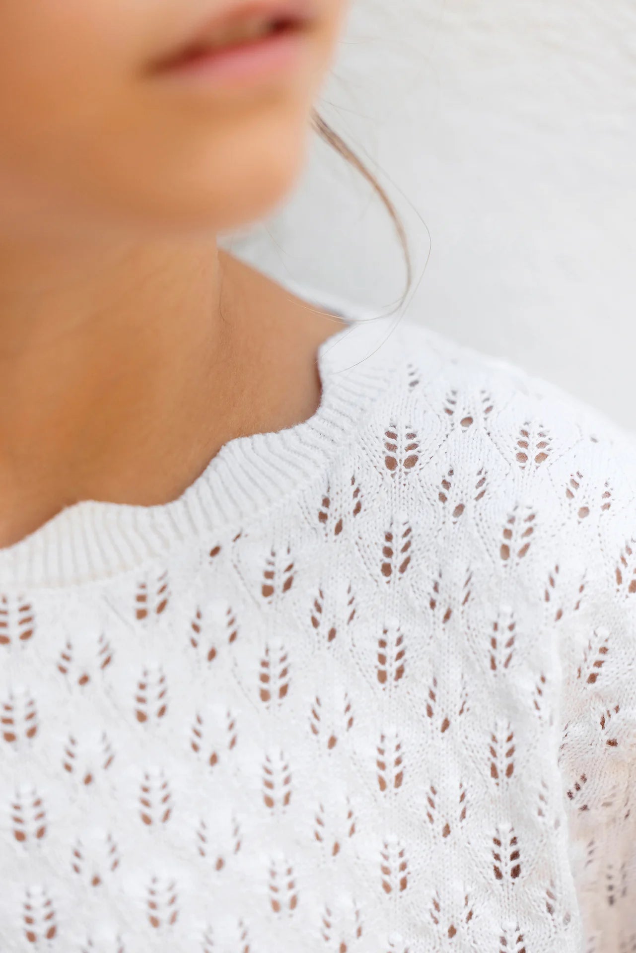 Openwork Knit Sweater | White