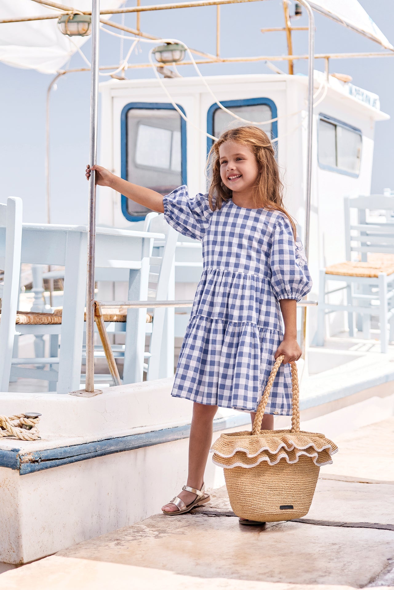 Two Tone Gingham Dress | Blue Electric