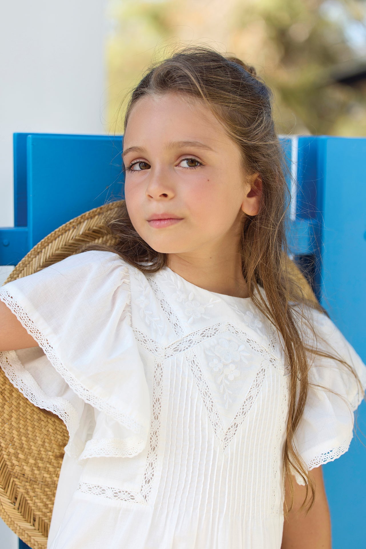 Lace Trimmed Embroidered Dress | White