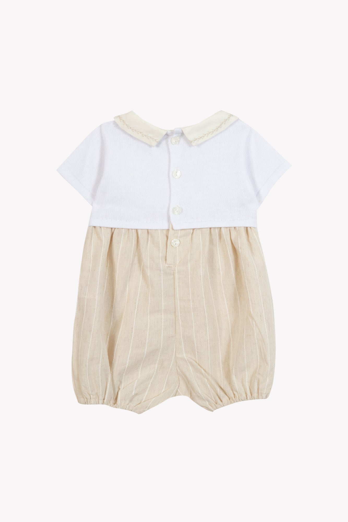 Striped Short Romper | Beige